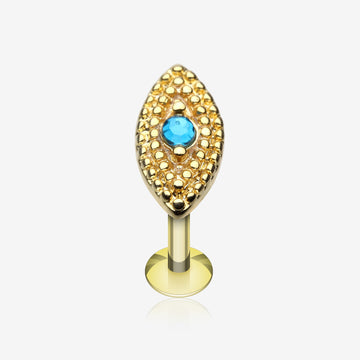 Golden Marquise Sparkle Steel Labret-Teal